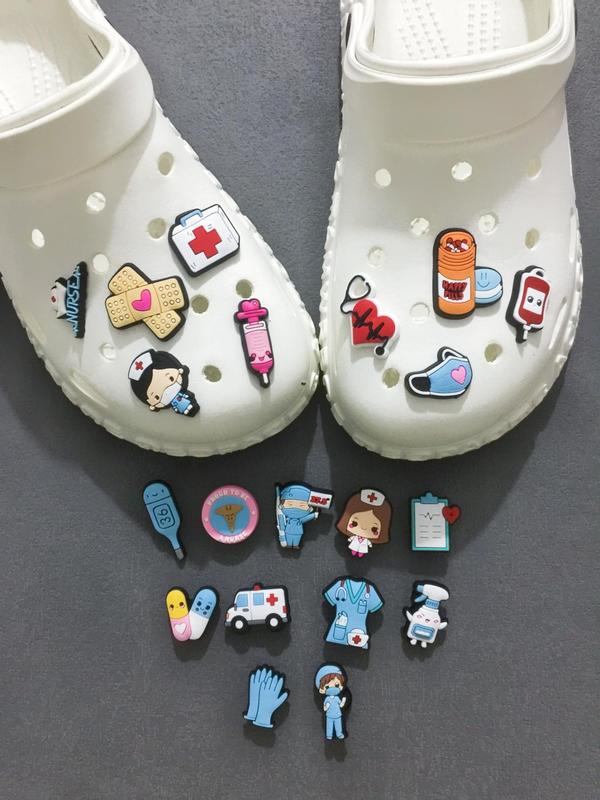 Cartoon Medical Themed Shoes Charms, 20pcs Cute Cartoon Shoes Decoration for Women & Girls, Shoes Decorations for Shoes DIY, Perfect for Doctor Nurse's Gifts