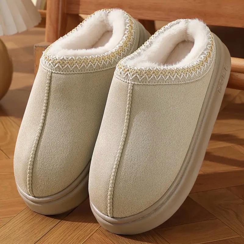 Casual Flannel Slippers for Women and Men - Solid Color Cotton Fabric Lined - Warm, Lightweight EVA Sole Indoor House Shoes - All-Season Comfort with Anti-Slip Thick Bottom - Easy Hand Wash