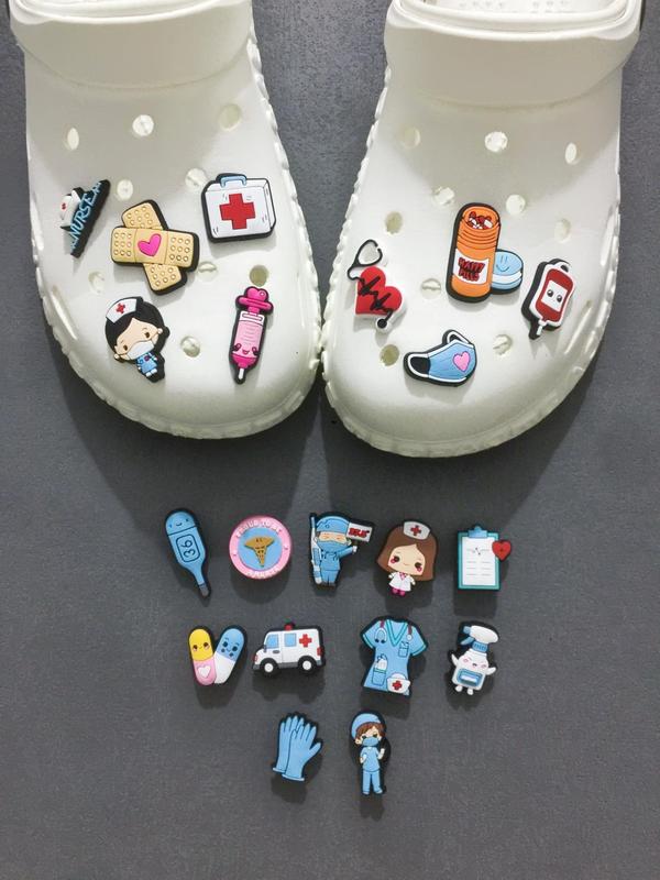 Cartoon Medical Themed Shoes Charms, 20pcs Cute Cartoon Shoes Decoration for Women & Girls, Shoes Decorations for Shoes DIY, Perfect for Doctor Nurse's Gifts