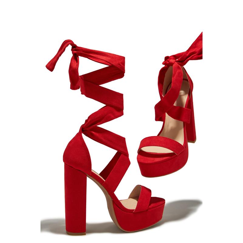 Jodi Block Heel Platforms - Red