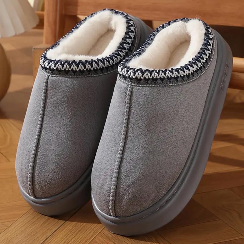 Casual Flannel Slippers for Women and Men - Solid Color Cotton Fabric Lined - Warm, Lightweight EVA Sole Indoor House Shoes - All-Season Comfort with Anti-Slip Thick Bottom - Easy Hand Wash