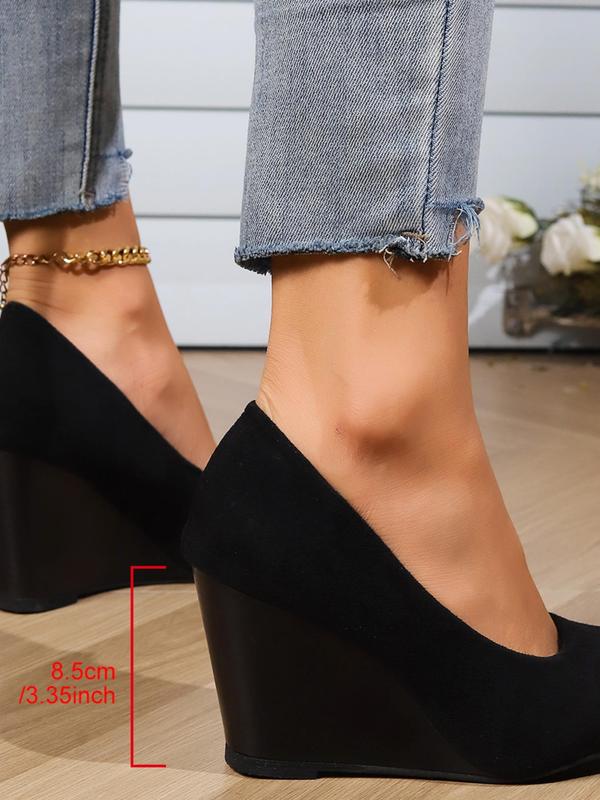 Women's Fashionable Solid Color Pointed Toe Wedge Shoes, Elegant Slip on Shoes for Party, Daily Clothing Decor for Women & Girls