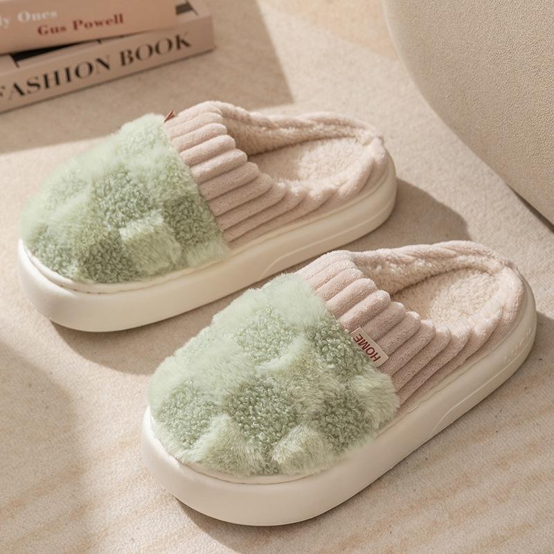 Cotton slippers for women,anti slip cashmere for warmth,monthly slippers for indoor home,cute and fluffy cotton mop Walking Shoes Girl