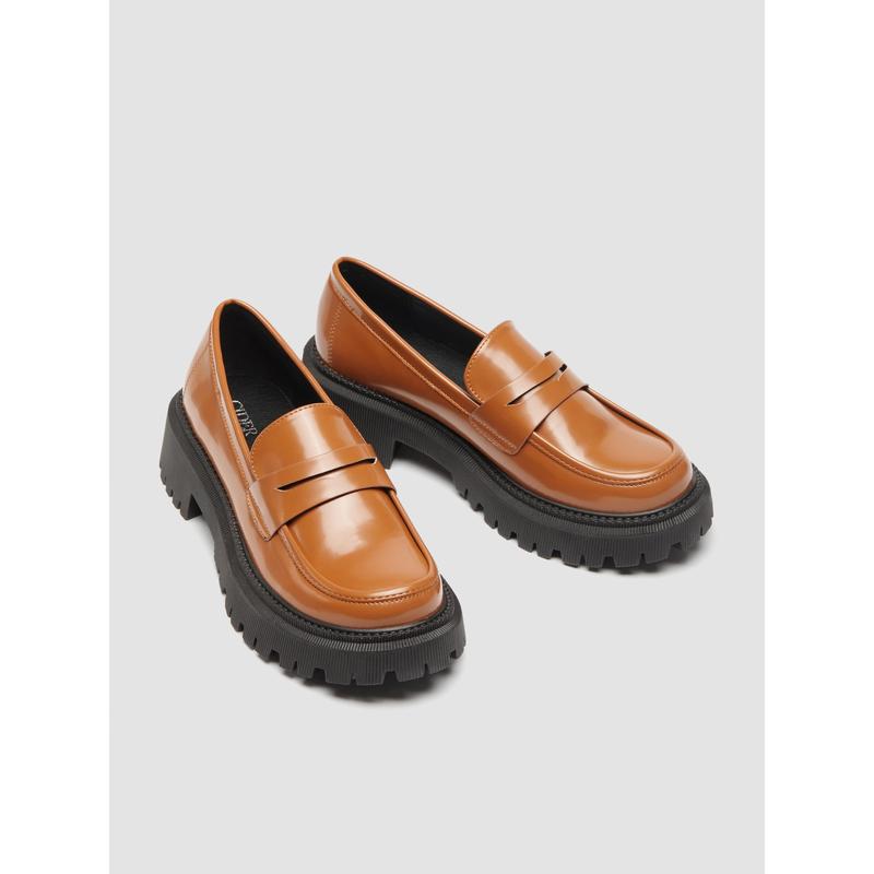 Cider [3 colors, size 36-41] Solid Patent Leather Loafers