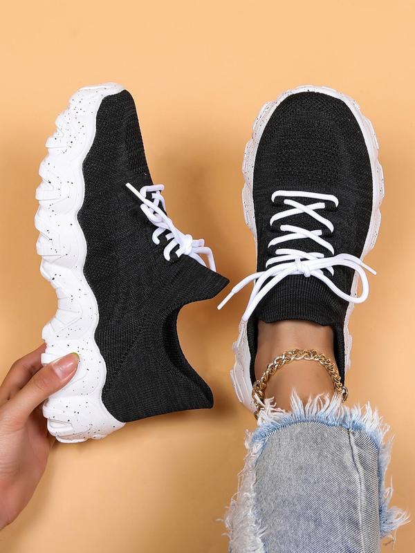 2024 Summer Lace-up Low Top Slip on Women Sneakers, Comfortable Ankle Socks Shoes, Knit Sports Running Shoes, Back To School Women's Workout Sneakers As Gift, for Fall Outfit