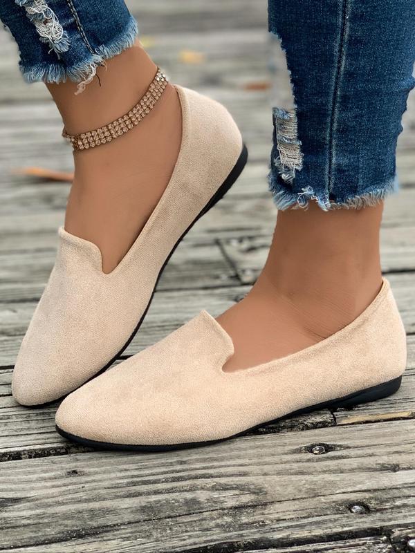 Women's Solid Color Pointed Toe Flat Shoes, Casual Comfortable Breathable Slip on Shoes for Daily Wear, Female Lightweight Breathable Shoes for All Seasons