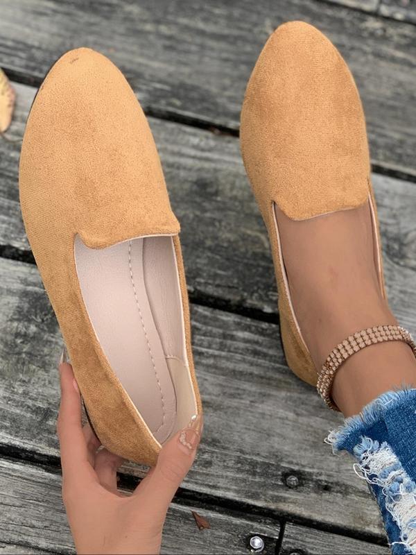 Women's Solid Color Pointed Toe Flat Shoes, Casual Comfortable Slip on Shoes for Daily Wear, All-match Commuter Shoes for Work & Daily Wear