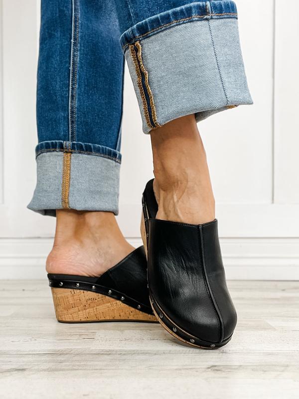 Corkys Marley Cork Wedge Clogs in Black