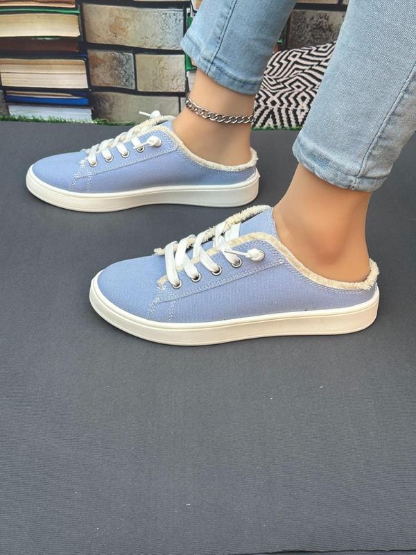 Women's Minimalist Canvas Low Top Slip on Mule Sneakers, 1 Pair Casual Comfortable Outdoor Shoes, Trendy All-match Slip on Sneakers, Fashion Basic Shoes for Daily Wear