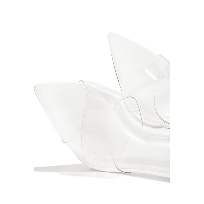 Dinner Date Clear Strap High Heels - White