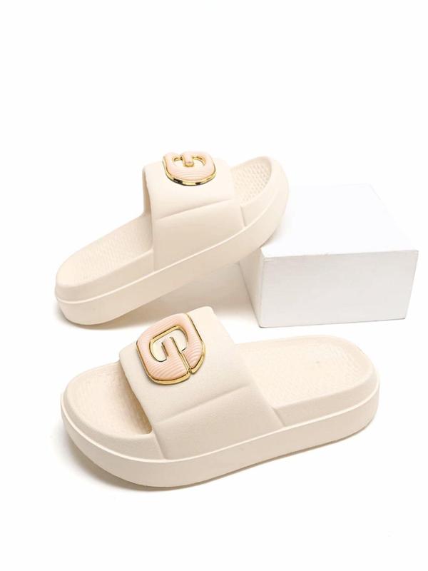 Women's Fashionable Letter Decorated Fashion Slippers, Casual Comfortable Home Slippers, Durable Non-slip Outdoor Walking Shoes