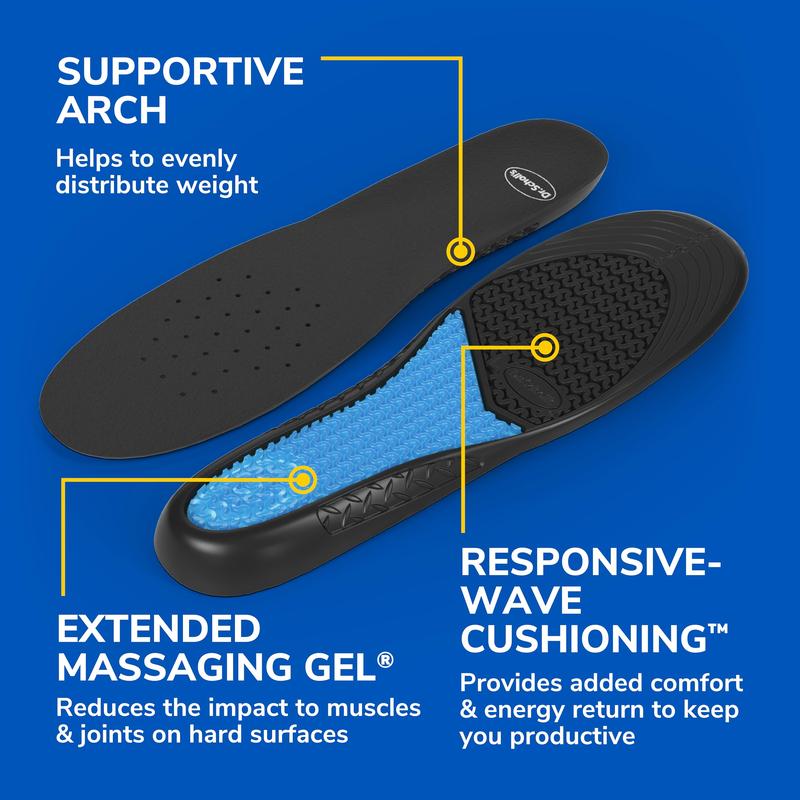 Work Massaging Gel Advanced Insoles, Men's Shoe Sizes 8-14, 1 Pair