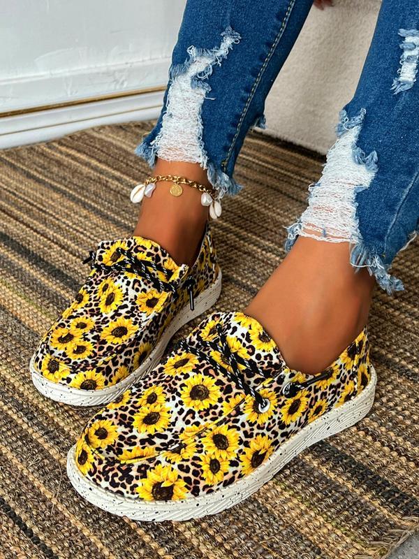 Women's Fashionable Floral Print Slip-on Sneakers, Simple Design All-match Leisure Style Slip on Shoes, Casual Comfortable Sports Shoes for Daily Wear