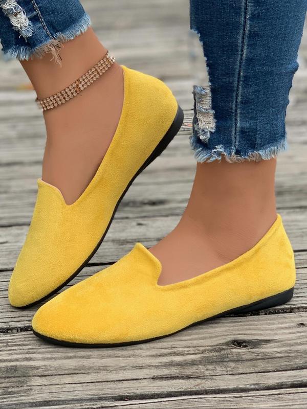 Women's Solid Color Pointed Toe Flat Shoes, Casual Comfortable Slip on Shoes for Daily Wear, All-match Commuter Shoes for Work & Daily Wear