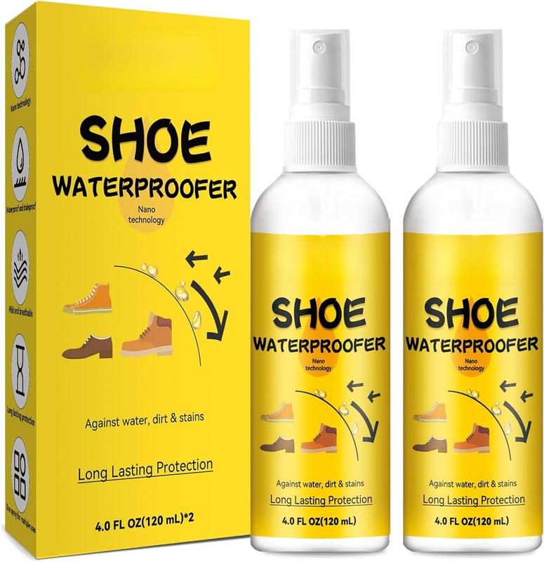 Shoe Protector Spray, 2 Pack Rain and Stain Waterproof Shoe Spray, Nano Suede Protector Spray, Shoe Protection for Sneakers, Converse, Leather and Uggs, Suitable for Men and Women's Shoes (8 FL OZ)