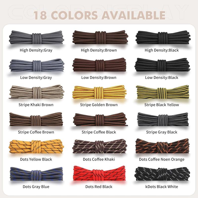 Round Shoelaces [2 Pairs] Heavy Duty Boot Shoe Laces for Hiking Work Boots