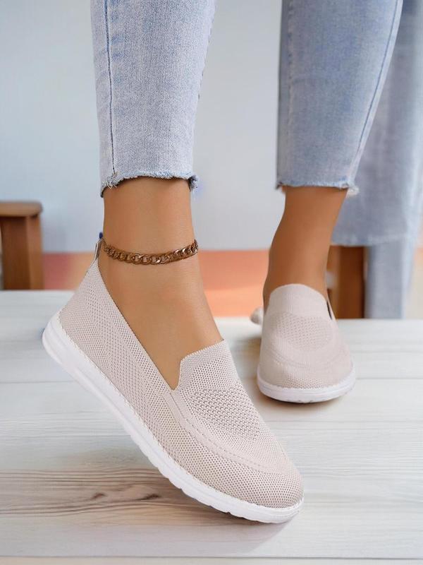 Women's Minimalist Casual Plain Round Toe Slip on Shoes for Summer, Comfort Lightweight Breathable Slip on Flats, Comfy Walking Shoes for Daily Footwear for Girl