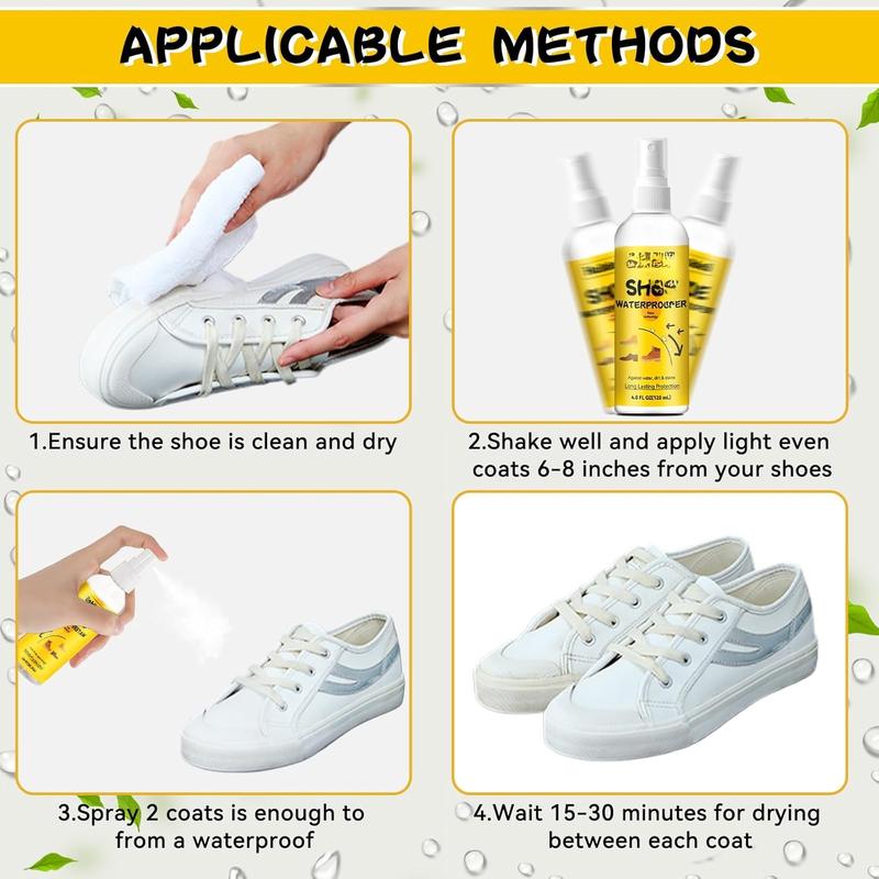 Shoe Protector Spray, 2 Pack Rain and Stain Waterproof Shoe Spray, Nano Suede Protector Spray, Shoe Protection for Sneakers, Converse, Leather and Uggs, Suitable for Men and Women's Shoes (8 FL OZ)