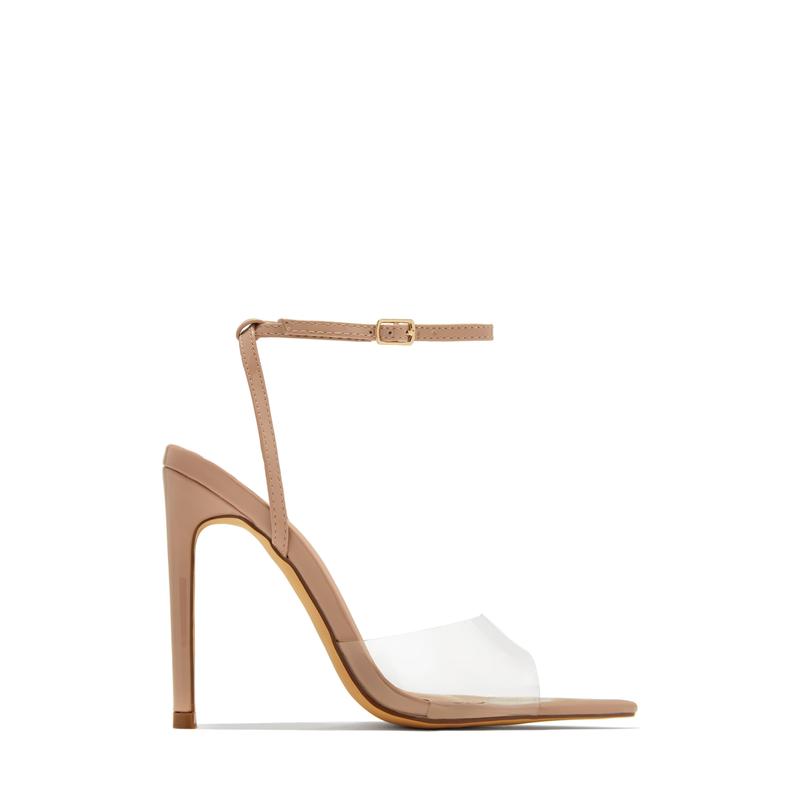 Dinner Date Clear Strap High Heels - White