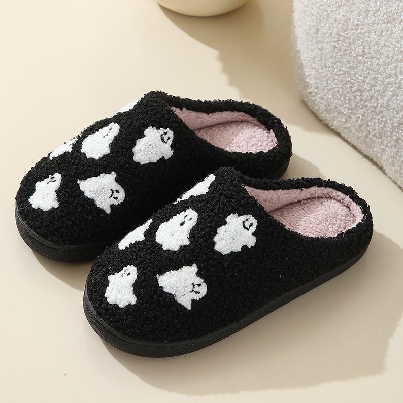 Halloween Ghost House Slippers Comfortable, Indoor Soft Soles Non-slip Floor Cotton Slippers Girl Walking Shoes