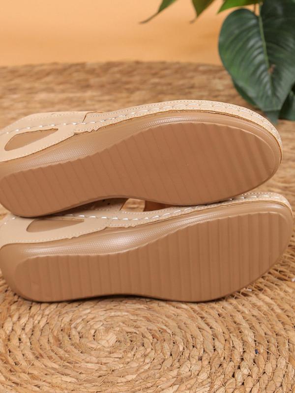 Women's Fashionable Floral Decor Hollow Out Design Slide Sandals, Casual Comfortable Wedge Sandals for Summer, Female All-match Toe Thong Sandals for Daily Wear