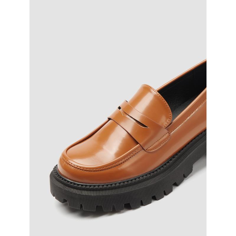 Cider [3 colors, size 36-41] Solid Patent Leather Loafers