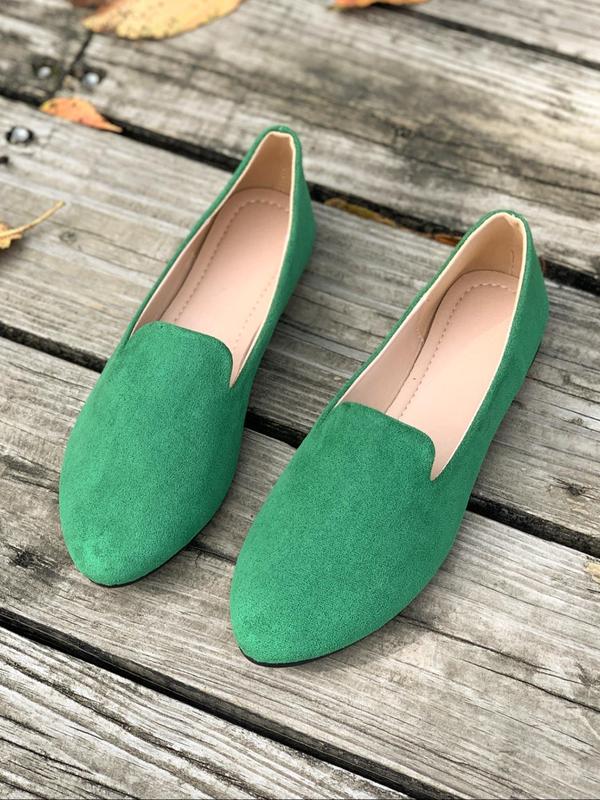 Women's Solid Color Pointed Toe Flat Shoes, Casual Comfortable Slip on Shoes for Daily Wear, All-match Commuter Shoes for Work & Daily Wear