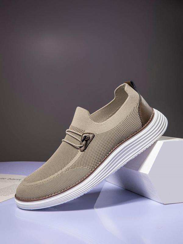 Men's Business Style Solid Color Slip-on Loafers, Casual Comfortable Breathable Flat Shoes, Fashionable Shoes for Daily Wear