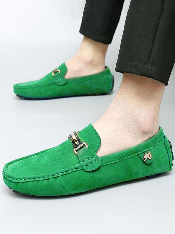 Men's Casual Solid Color Buckle Decorated Loafers, Fashionable Square Toe Slip-on Shoes, Suitable for Daily Wear, Lightweight, Breathable and Comfortable Men's Moccasins