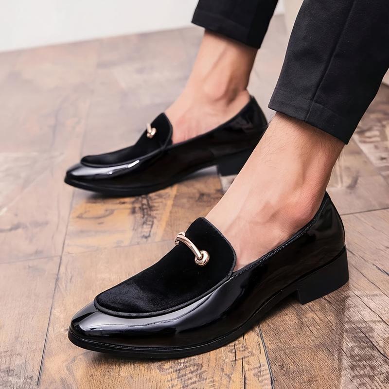 Men's Apron Toe Solid Loafers, All-Matching Dress Shoes for Business Occasions, Men's Office Daily Shoes