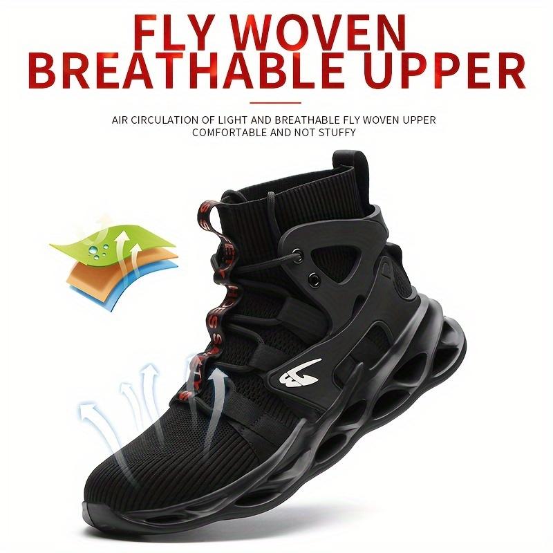 High Top Safety Shoes, Men's Workout Sneakers, Lightweight Breathable Anti-smashing Steel Heel Work Shoes, Summer Comfort Worker Walking Shoes, Round Toe Footwear for Boy, Fall Outfits, Fall Freshness 2024 Fall Shoes