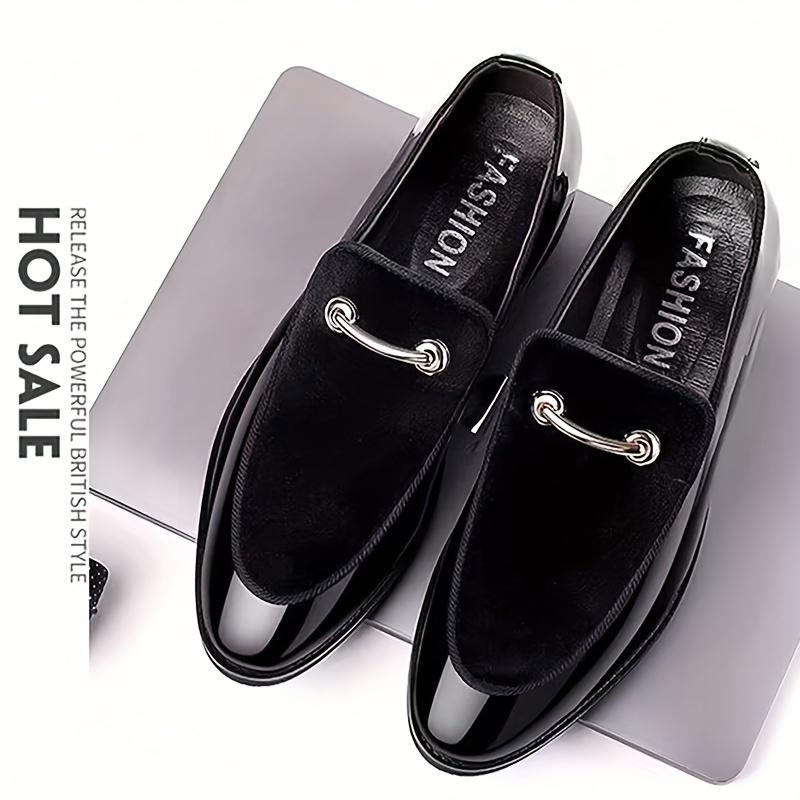 Men's Apron Toe Solid Loafers, All-Matching Dress Shoes for Business Occasions, Men's Office Daily Shoes