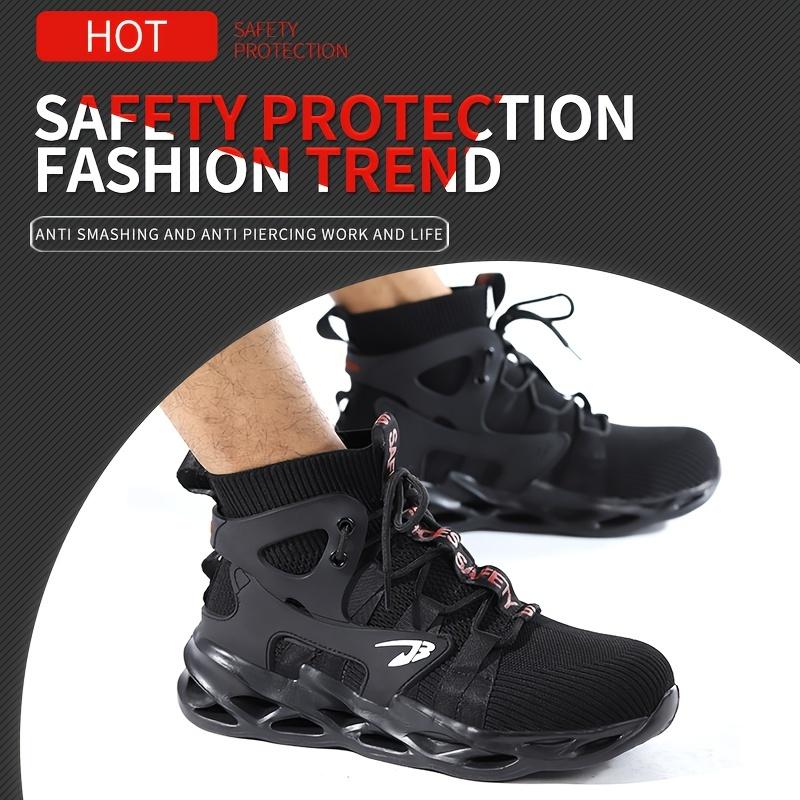 High Top Safety Shoes, Men's Workout Sneakers, Lightweight Breathable Anti-smashing Steel Heel Work Shoes, Summer Comfort Worker Walking Shoes, Round Toe Footwear for Boy, Fall Outfits, Fall Freshness 2024 Fall Shoes