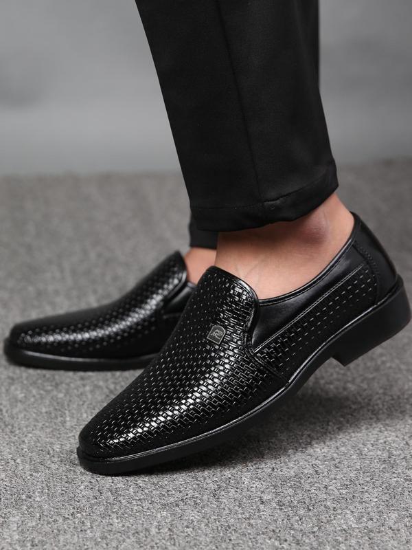 Men's Business Textured Design Slip on Dress Shoes, Fashionable Pointed Toe Loafer Shoes for Work Office, Male All-match Commuter Shoes for Daily Wear