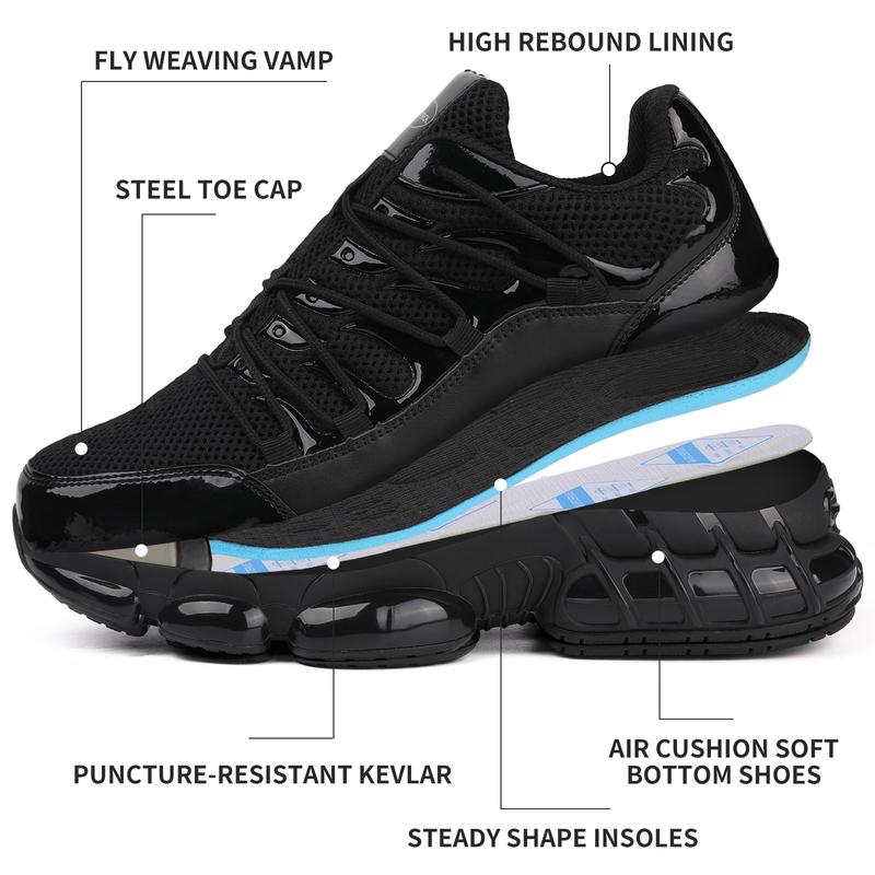 Steel Toe Work Shoes Mens Safety Composite Toe Sneakers Lightweight Comfortable Black Wide Top Labor Work Shoes Footwear Safety Boots Comfortable Men's Work Shoes