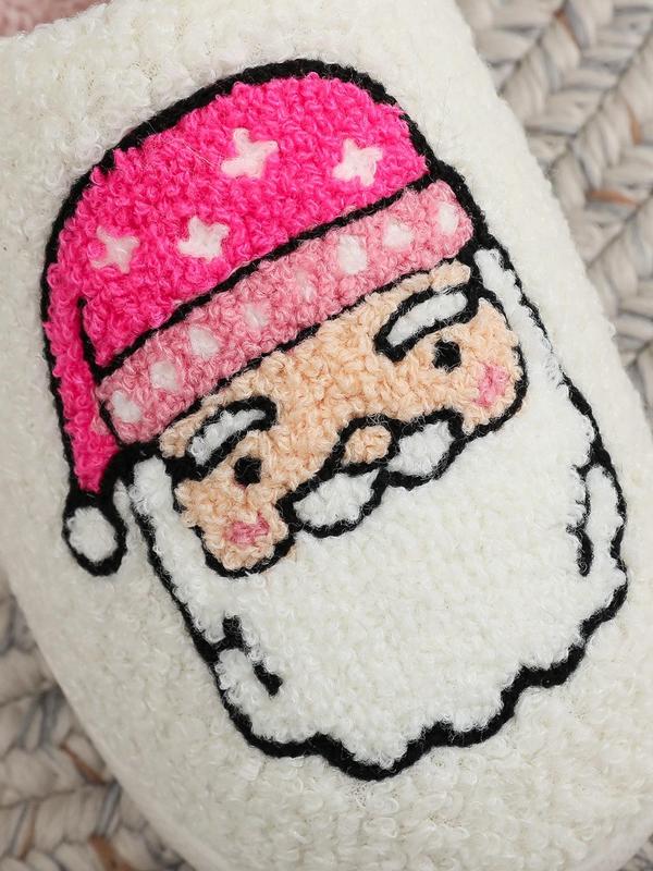 Women's Cute Cartoon Santa Claus Design Plush Slippers, Casual Soft Comfortable Home Slippers, Warm Slippers for Indoor & Outdoor Use for All Seasons