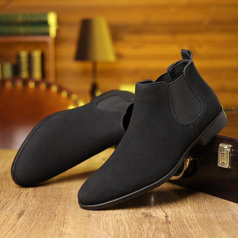 Mens Plus Size Solid Ankle Chelsea Boots - Durable & Slip-On Design For Outdoor Adventures cobbler solid color Footwear Walking Shoes business formal business style Stylish Leather Comfort