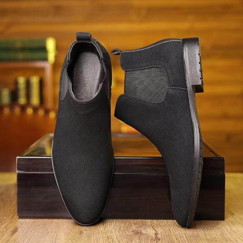 Mens Plus Size Solid Ankle Chelsea Boots - Durable & Slip-On Design For Outdoor Adventures cobbler solid color Footwear Walking Shoes business formal business style Stylish Leather Comfort