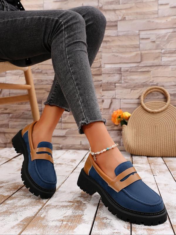 Women's Fashionable Colorblock Patchwork Design Loafers, Casual Comfortable Breathable Non-slip Loafers, All-match Commuter Shoes for Work & Daily Wear