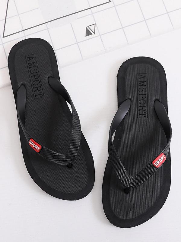 Men's Summer 2024 Letter Design Flip Flips As Gift for Dad, Toe Thong Non-slip Slippers, Casual Soft Comfortable Home Flip Flops, Lightweight Flip Flop Sandals for Outdoor & Indoor Wear