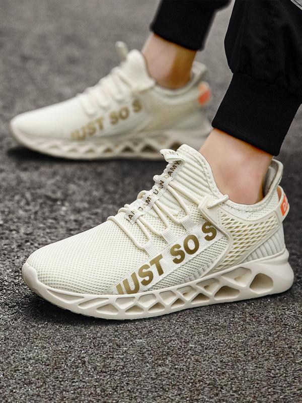 Women's Letter Print Lace Up Low Top Sneakers, 2024 New Style Casual Comfortable Breathable Sports Running Shoes, All-match Basic Shoes for Daily Wear