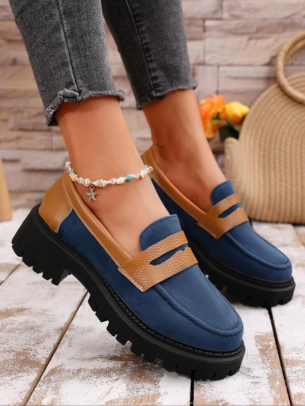 Women's Fashionable Colorblock Patchwork Design Loafers, Casual Comfortable Breathable Non-slip Loafers, All-match Commuter Shoes for Work & Daily Wear