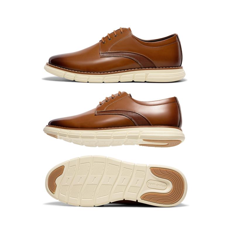 Bruno Marc [CrossFlex Neat Polish] Men's Lightweight EVA Outsole Wide Plain-Toe Dress Oxford Sneakers