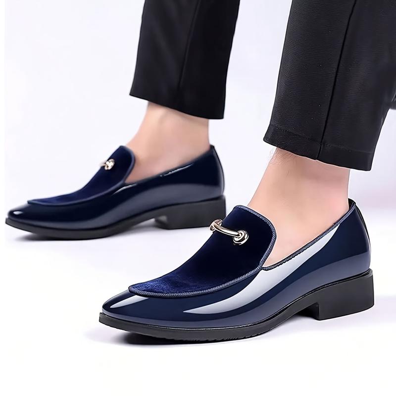 Men's Apron Toe Solid Loafers, All-Matching Dress Shoes for Business Occasions, Men's Office Daily Shoes