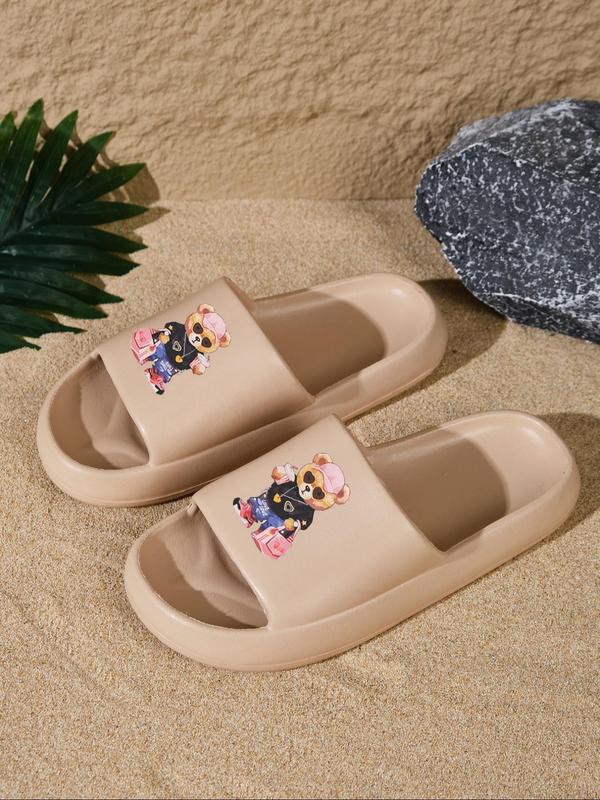 Men's Cartoon Bear Pattern Slides, Casual Soft Comfortable Home Slippers, Summer Beach Slide Slippers, Fashion Slippers for Indoor & Outdoor Wear