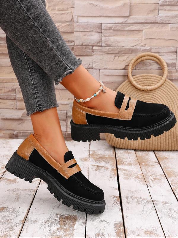 Women's Fashionable Colorblock Patchwork Design Loafers, Casual Comfortable Breathable Non-slip Loafers, All-match Commuter Shoes for Work & Daily Wear