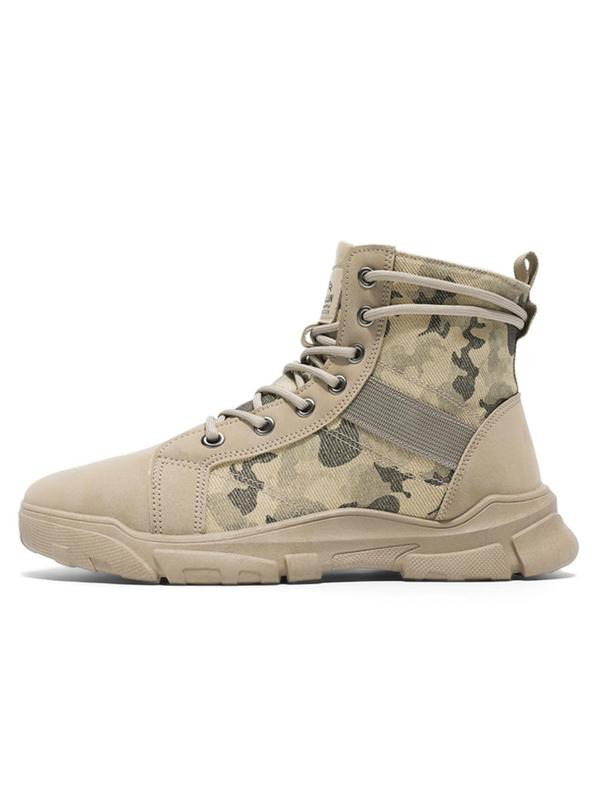 Men's Fashionable Camo Pattern Lace Up Boots, Casual Comfortable Breathable Ankle Boots for Outdoor Activities, Male All-match Trend Shoes for Daily Wear