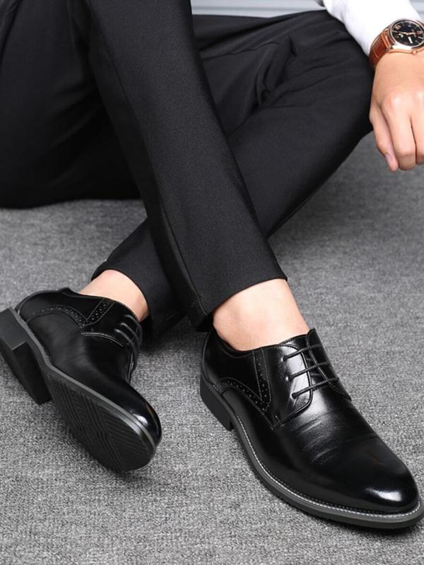 Men's Fashion Casual Plain Pointed Toe Dress Shoes, Classic Business Lace up Low Heel Dress Shoes for All Seasons, Graduation Gifts, Holiday Gifts, Birthday Gifts for Teenage Boys or Family