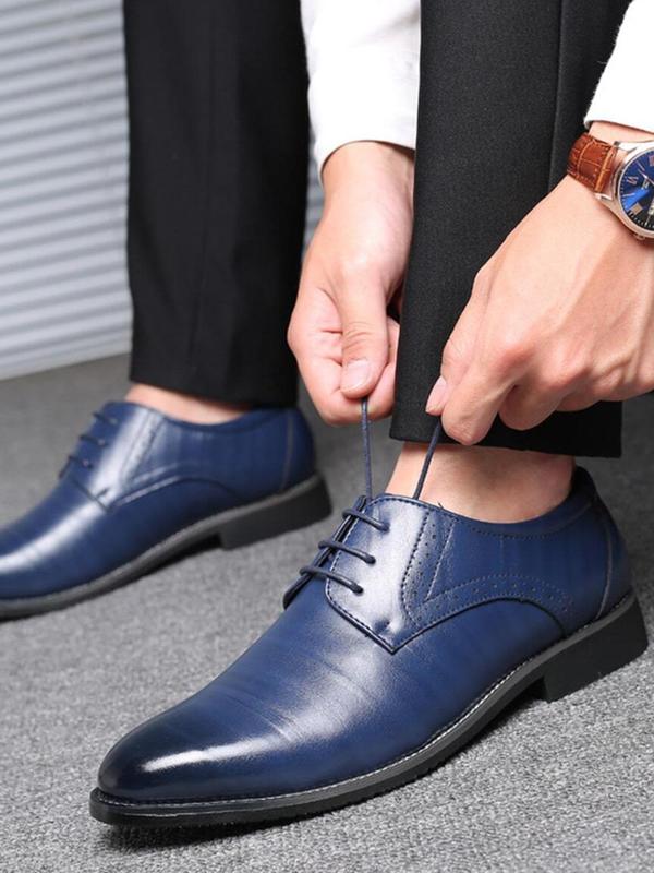 Men's Fashion Casual Plain Pointed Toe Dress Shoes, Classic Business Lace up Low Heel Dress Shoes for All Seasons, Graduation Gifts, Holiday Gifts, Birthday Gifts for Teenage Boys or Family