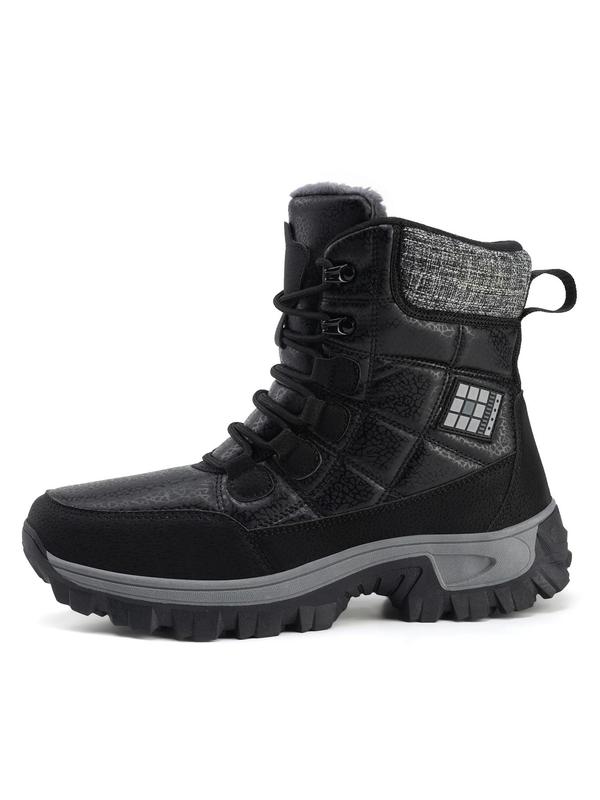 Men's Colorblock Lace Up Snow Boots, Sporty Thermal Lined Snow Boots for Outdoor Activities, Male All-match Outdoor Sports Footwear for Fall & Winter